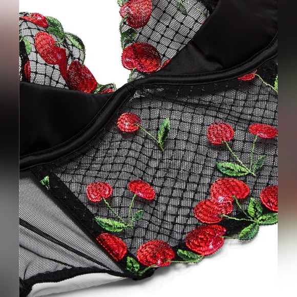 Victoria's Secret Very Cherry Embroidery Quarter-Cup Corset Top 36C - Picture 2 of 5